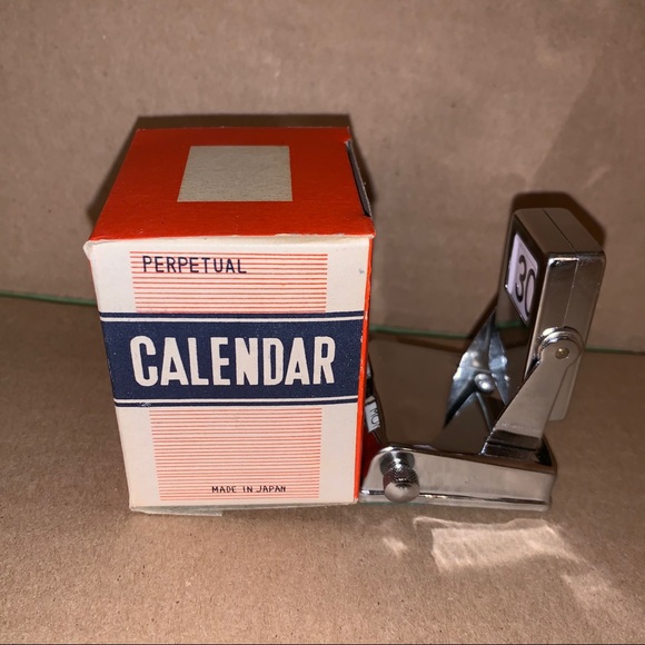 Office Vintage Chrome Perpetual Flip Desk Calendar Poshmark